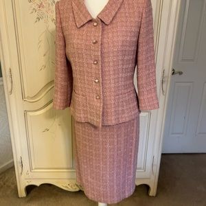 Paule Vasseur of France 3-piece suit, size 40.  Light pink with pearl buttons